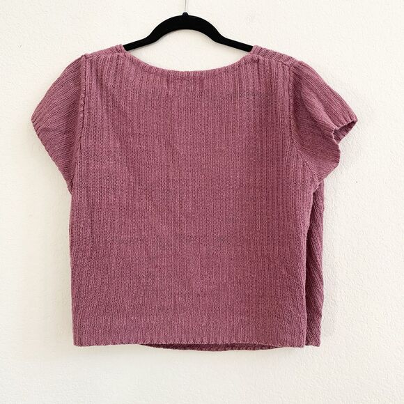 Free People Beach Women's 100% Linen Wrap Sweater Pink Knit Beachy Boho Large - Picture 9 of 11